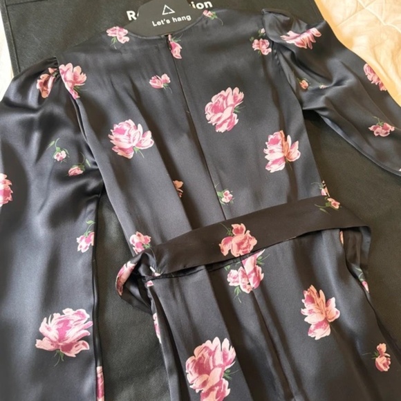 Dark Floral Silk Reformation Dress - Picture 9 of 13